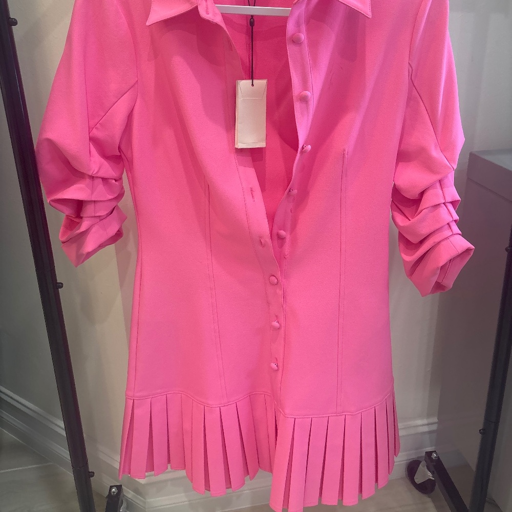 Cinq à Sept Vibrant Pink Button-Down Mini Dress
